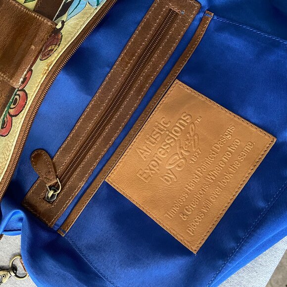 Artistic Expressions By Sharif 1827 Hand Painted Genuine Leather Bag - Picture 11 of 16